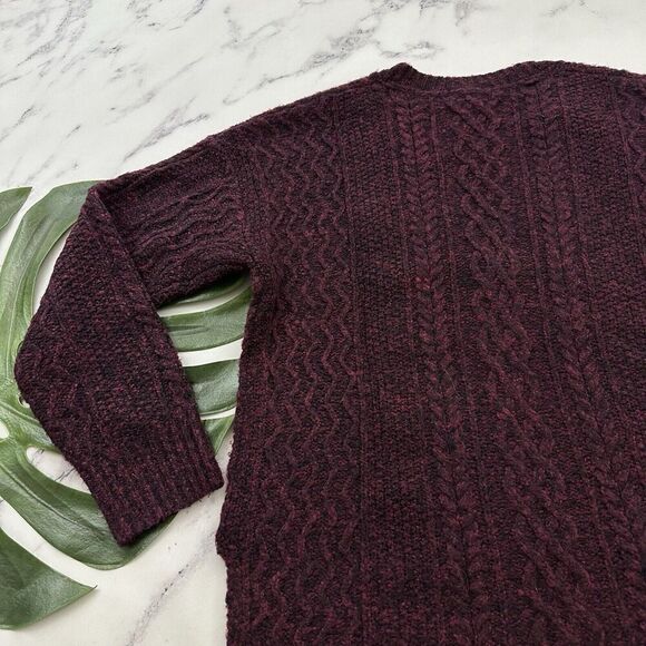 Sundance Womens Pullover Sweater Size S Dark Purple Cable Knit V-neck Soft - Picture 11 of 12